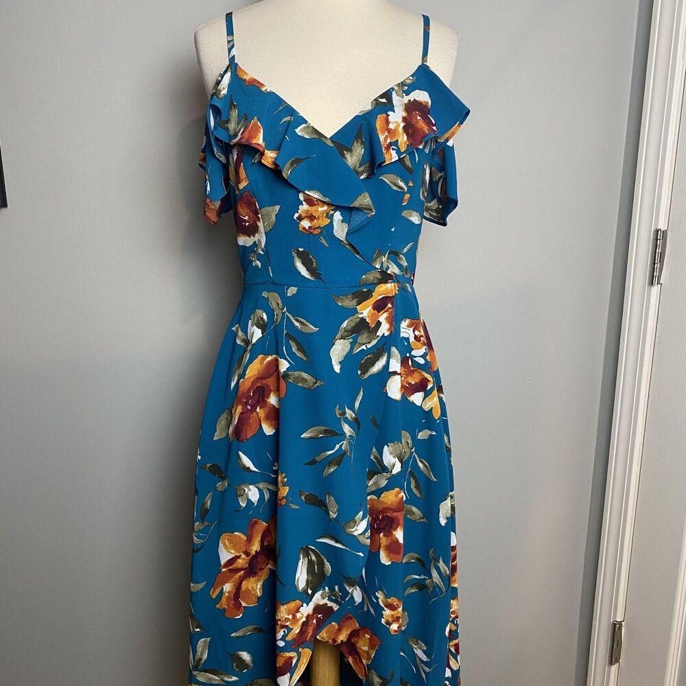 IN San Francisco Floral Ruffle High-Low Midi Dress - Floral - Size S